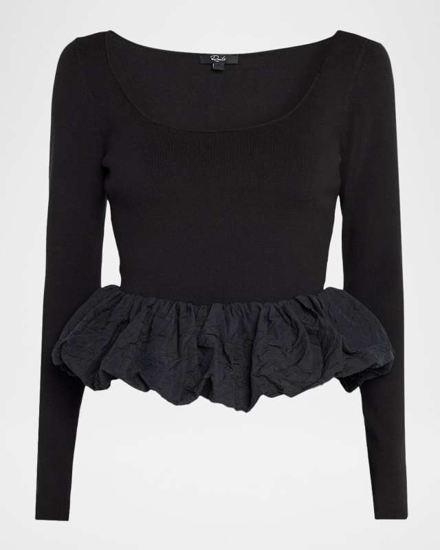 Tillie Scoop-Neck Bubble-Hem Top